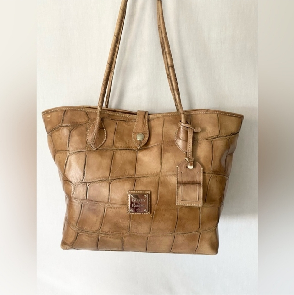 Dooney & Bourke Tan Croc-Embossed Leather Tote